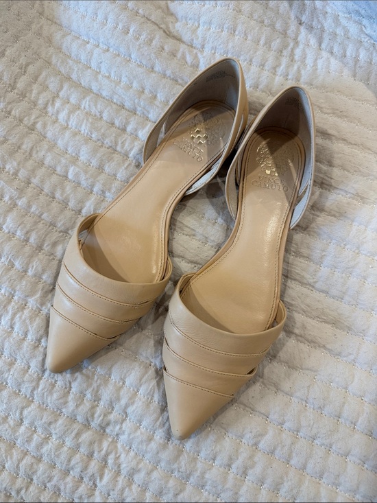 Vince Camuto Shoes - Vince Camuto Beige Pointed-Toe D'Orsay Flats